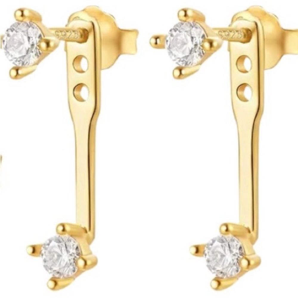 #6 Sterling Silver Gold Crystal Jacket Earrings